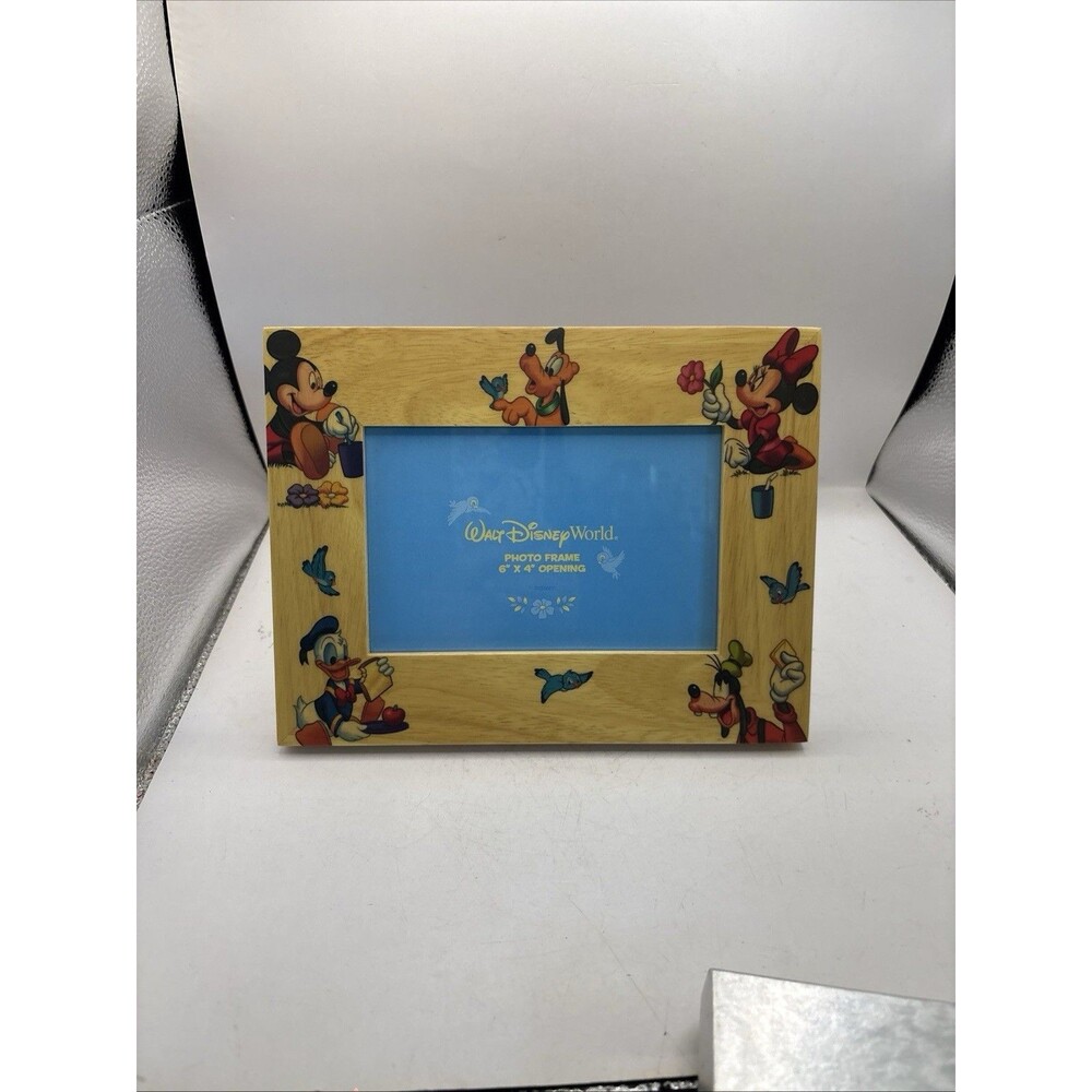 Walt Disney Wood Photo Picture Frame Donald Duck Mickey Pluto Minnie Mouse Goofy